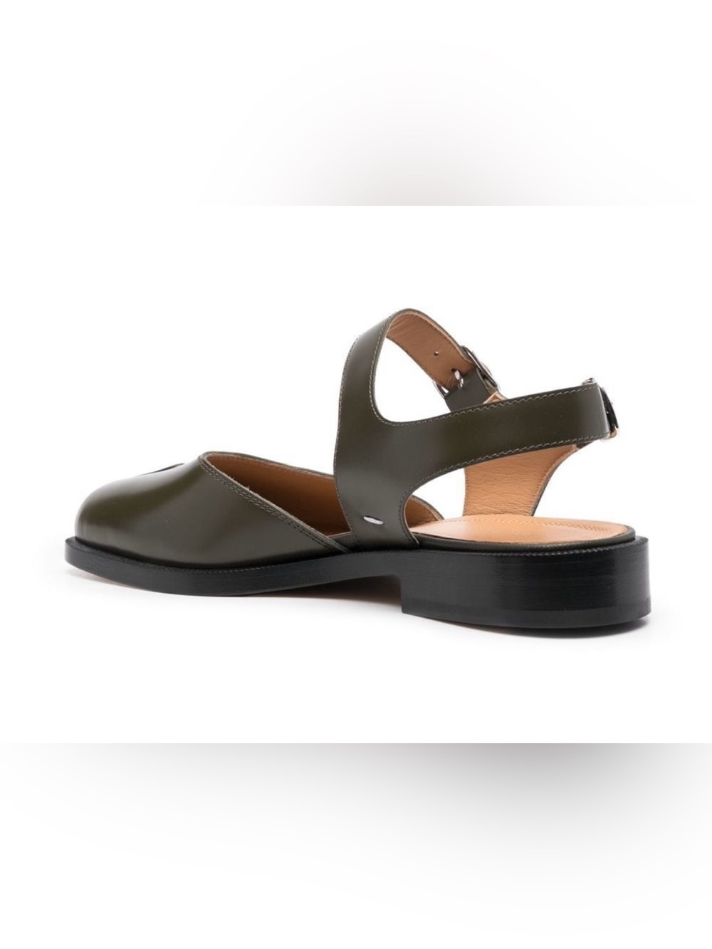 Olive Green Tabi Leather Mary Jane Sandals, Size 38 - Picture 4 of 5